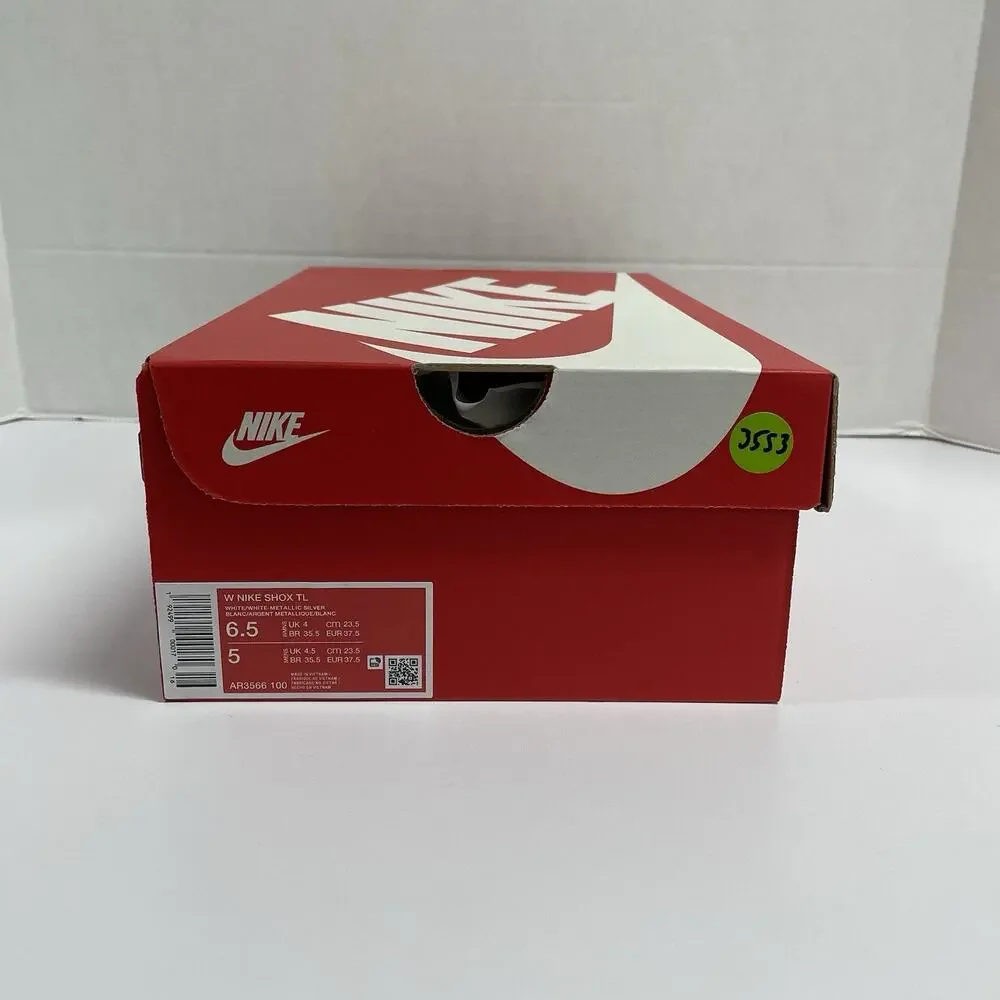 Nike Wmns Shox TL White Silver 2023 AR3566 100 Size 6.5 Women Vintage Yellowing